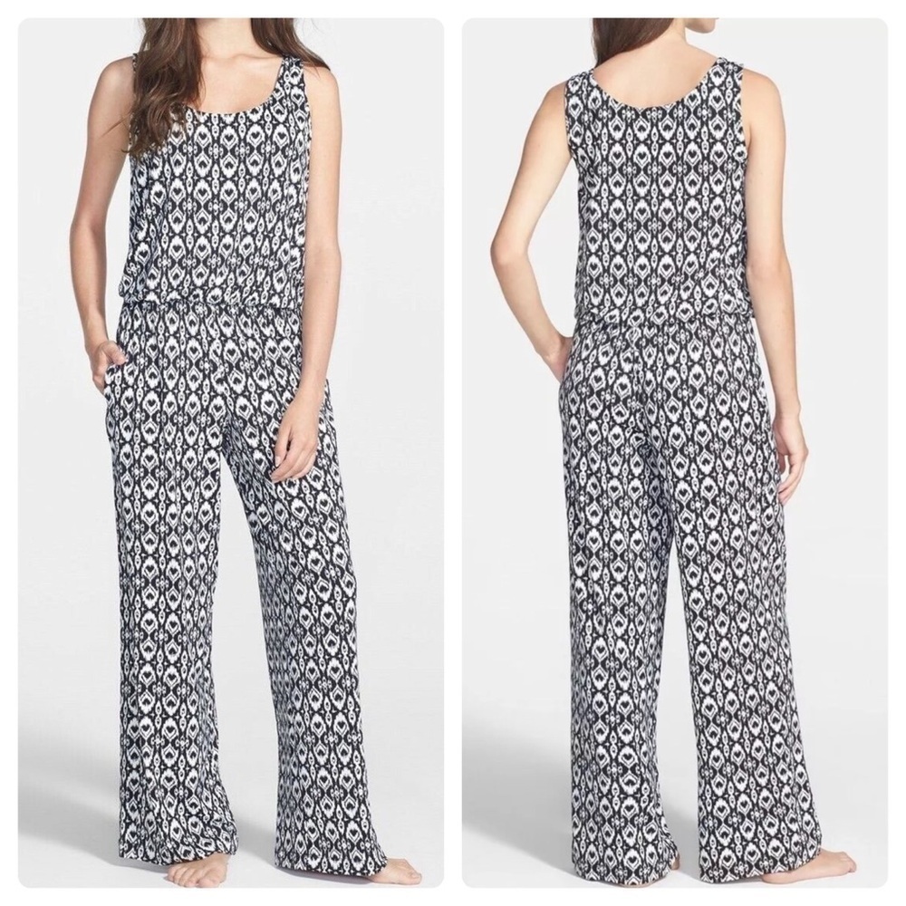 La Blanca jumpsuit geometric sleeveless black and white womens medium
